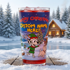Personalised Kids' Christmas Cup – Cartoon Bluey Xmas Design – Unbreakable Plastic Stocking Filler 20oz