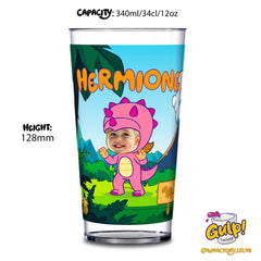 Dinosaur Adventure (Girls) | Personalised Name & Photo 12oz Plastic Cup