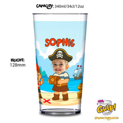 Pirate Captain Adventure | Personalised Name & Photo 12oz Plastic Cup