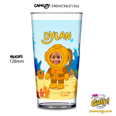 Underwater Diving Adventure | Personalised Name & Photo 12oz Plastic Cup