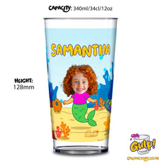 Underwater Mermaid Adventure | Personalised Name & Photo 12oz Plastic Cup