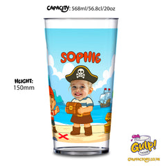 Pirate Captain Adventure | Personalised Name & Photo 20oz Plastic Cup