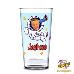 Astronaut Space Adventure | Personalised Name & Photo 20oz Plastic Cup (Boy's design)