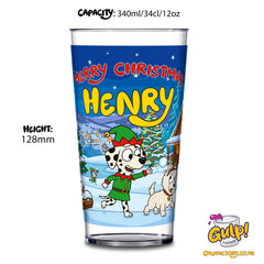 Personalised Kids' Christmas Cup – Cartoon Bluey Xmas Design – Unbreakable Plastic Stocking Filler 12oz