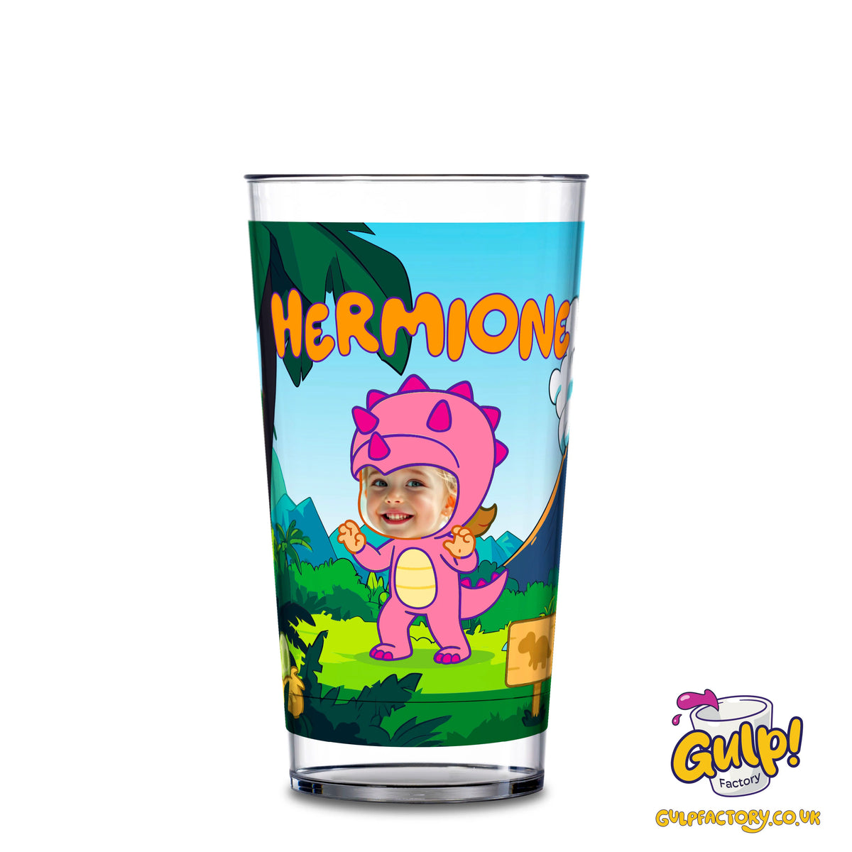 Dinosaur Adventure (Girls) | Personalised Name & Photo 12oz Plastic Cup