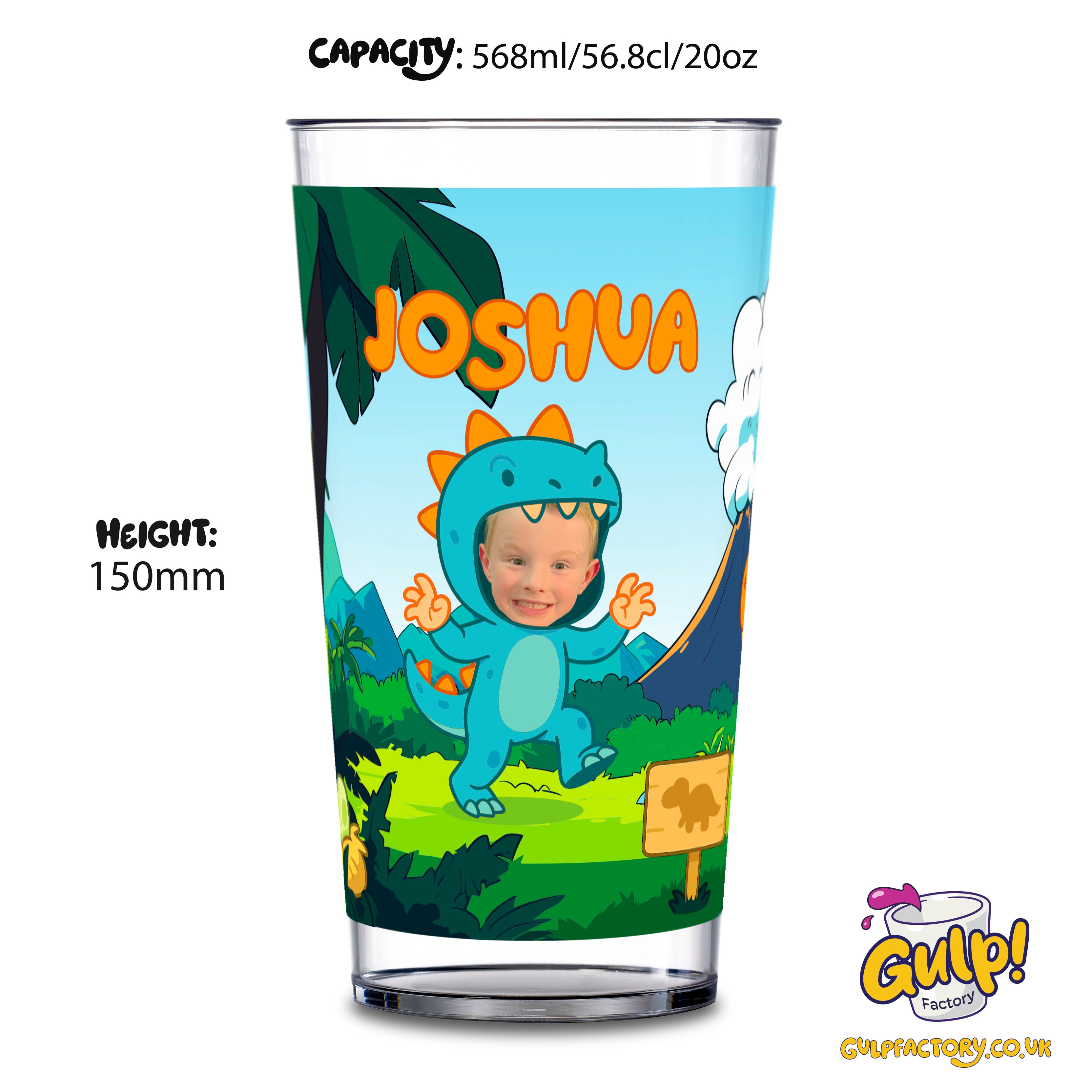Dinosaur Adventure (Boys) | Personalised Name & Photo 20oz Plastic Cup