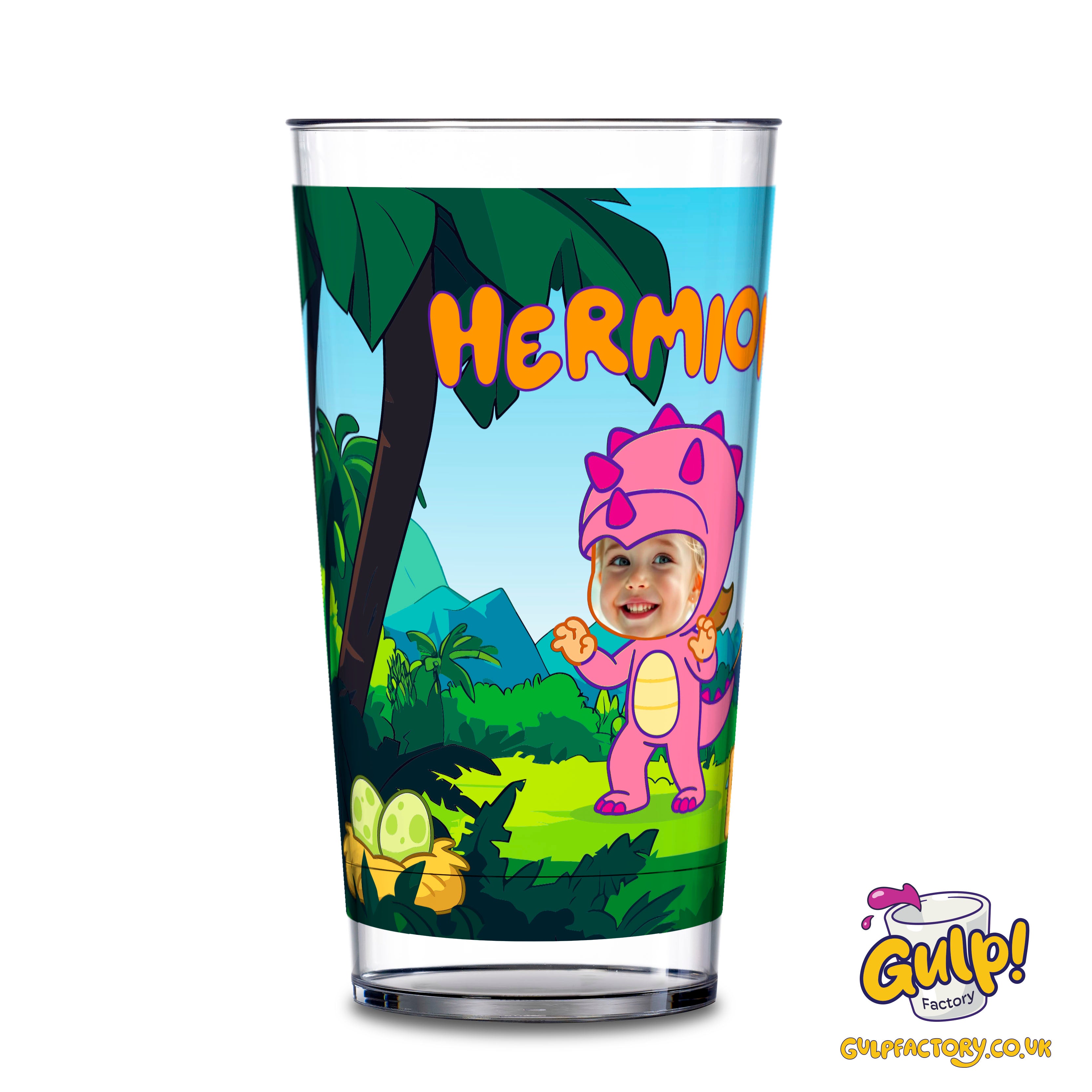 Dinosaur Adventure (Girls) | Personalised Name & Photo 12oz Plastic Cup