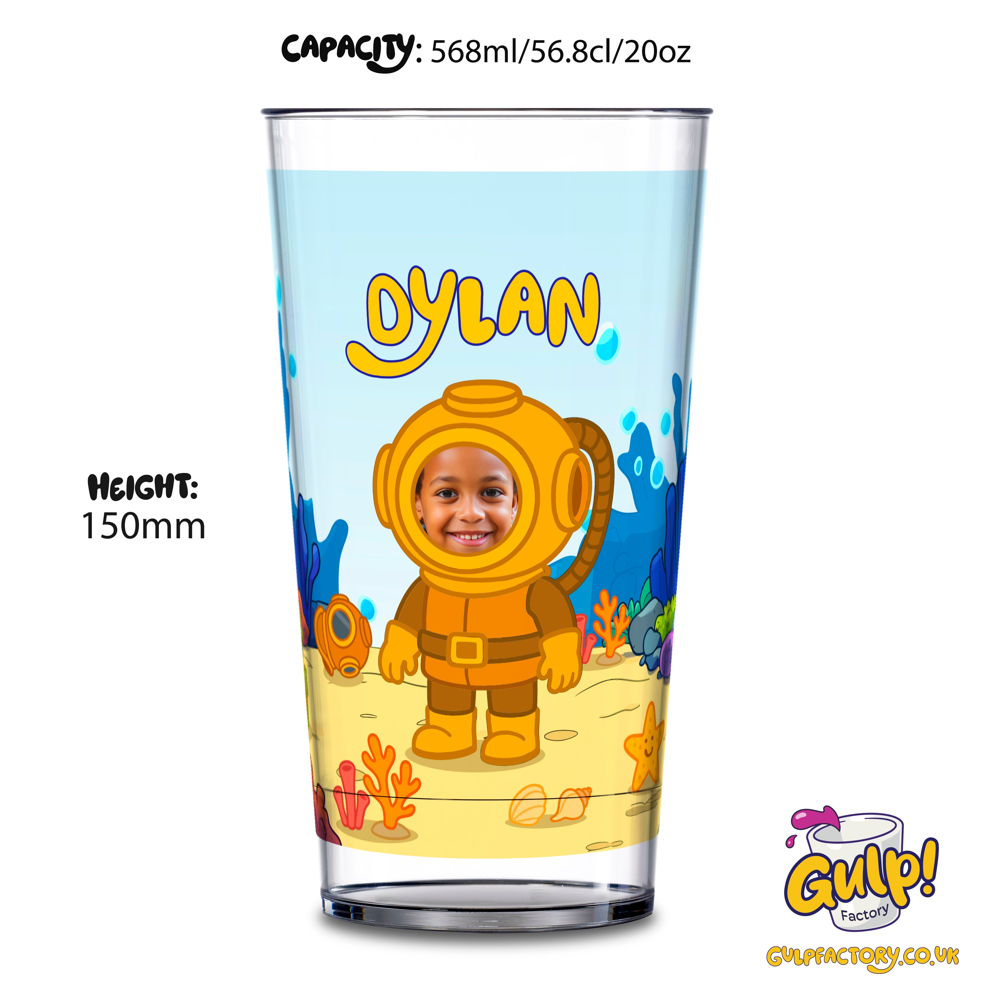 Underwater Diving Adventure | Personalised Name & Photo 20oz Plastic Cup