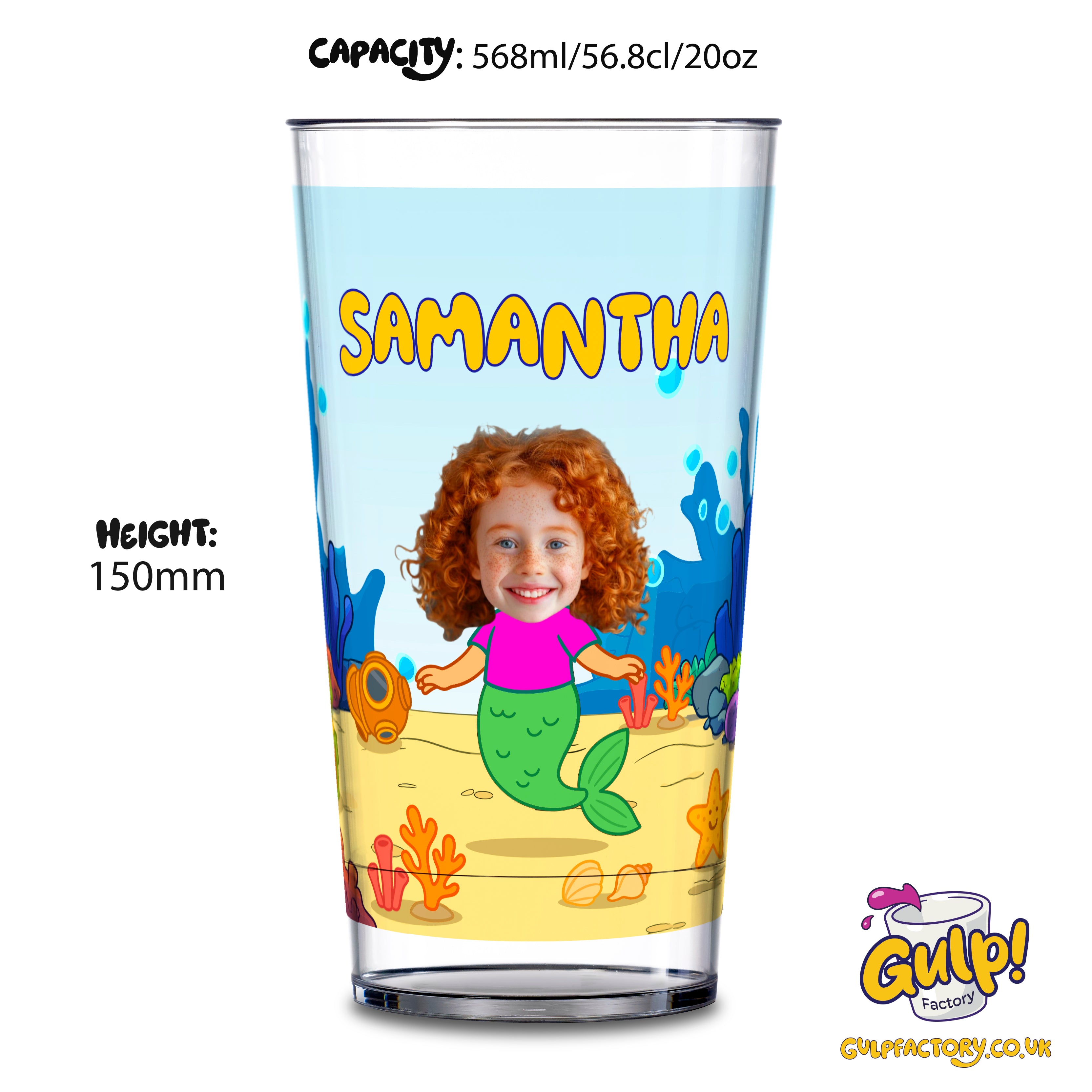 Underwater Mermaid Adventure | Personalised Name & Photo 20oz Plastic Cup