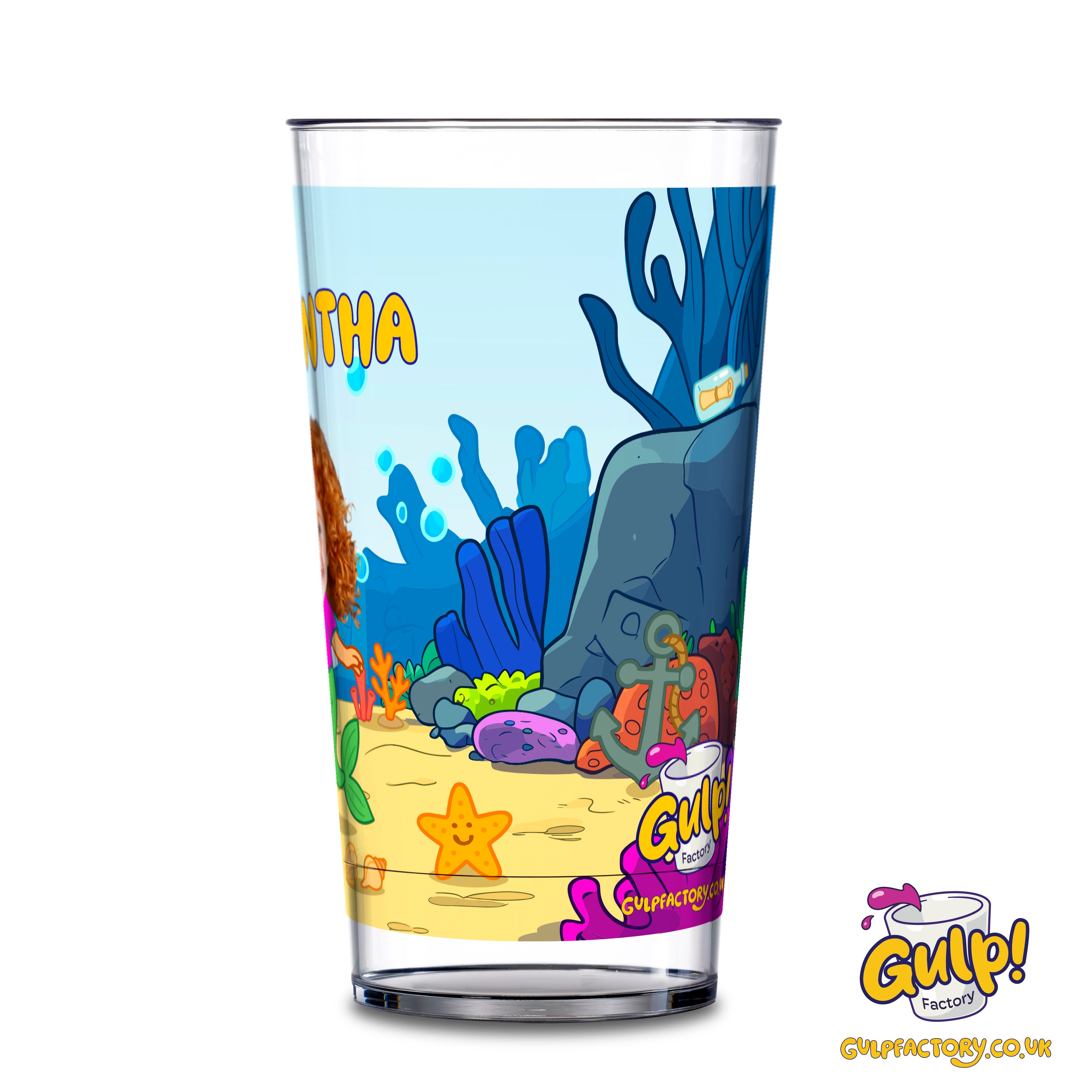 Underwater Mermaid Adventure | Personalised Name & Photo 12oz Plastic Cup
