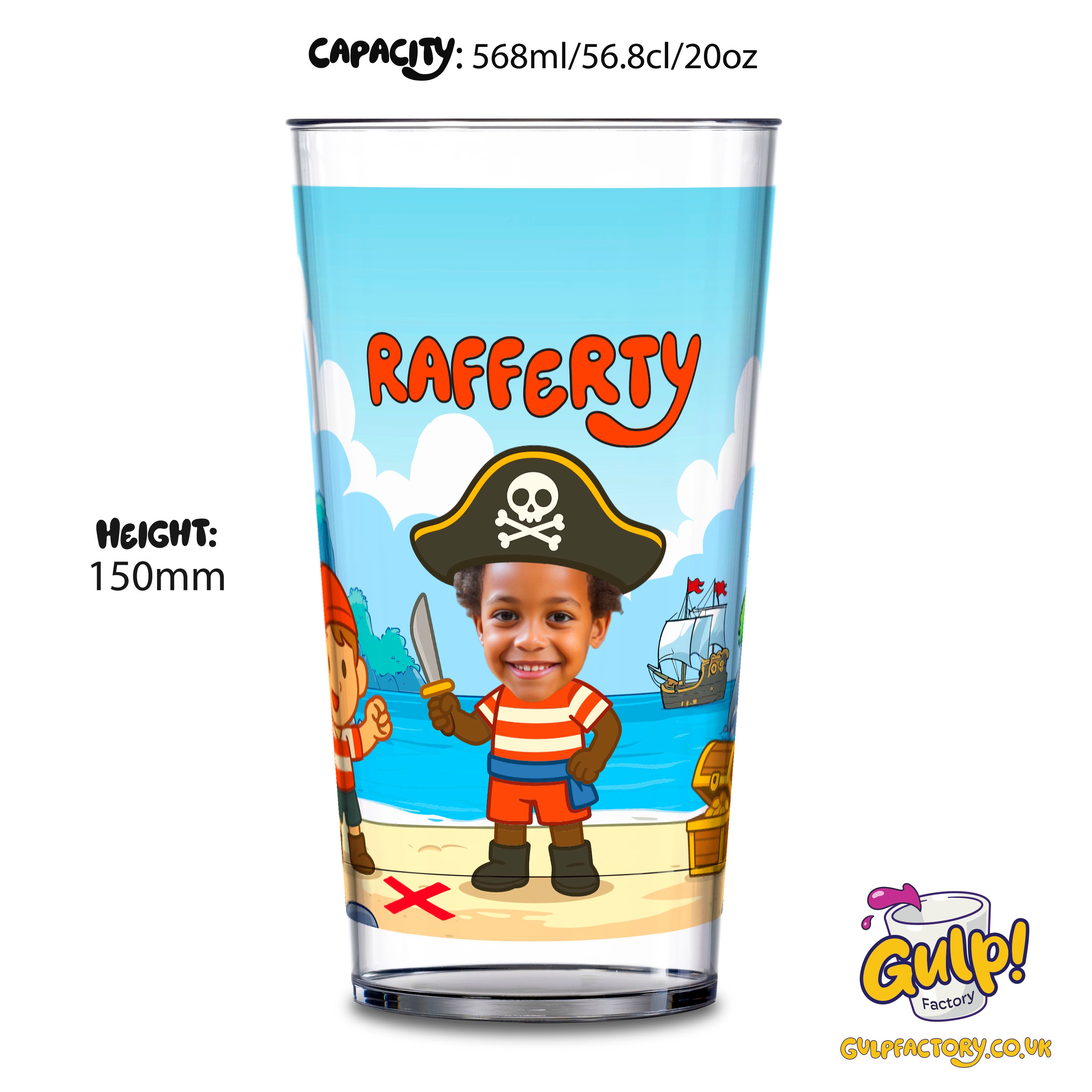 Pirate Adventure (Boys) | Personalised Name & Photo 20oz Plastic Cup