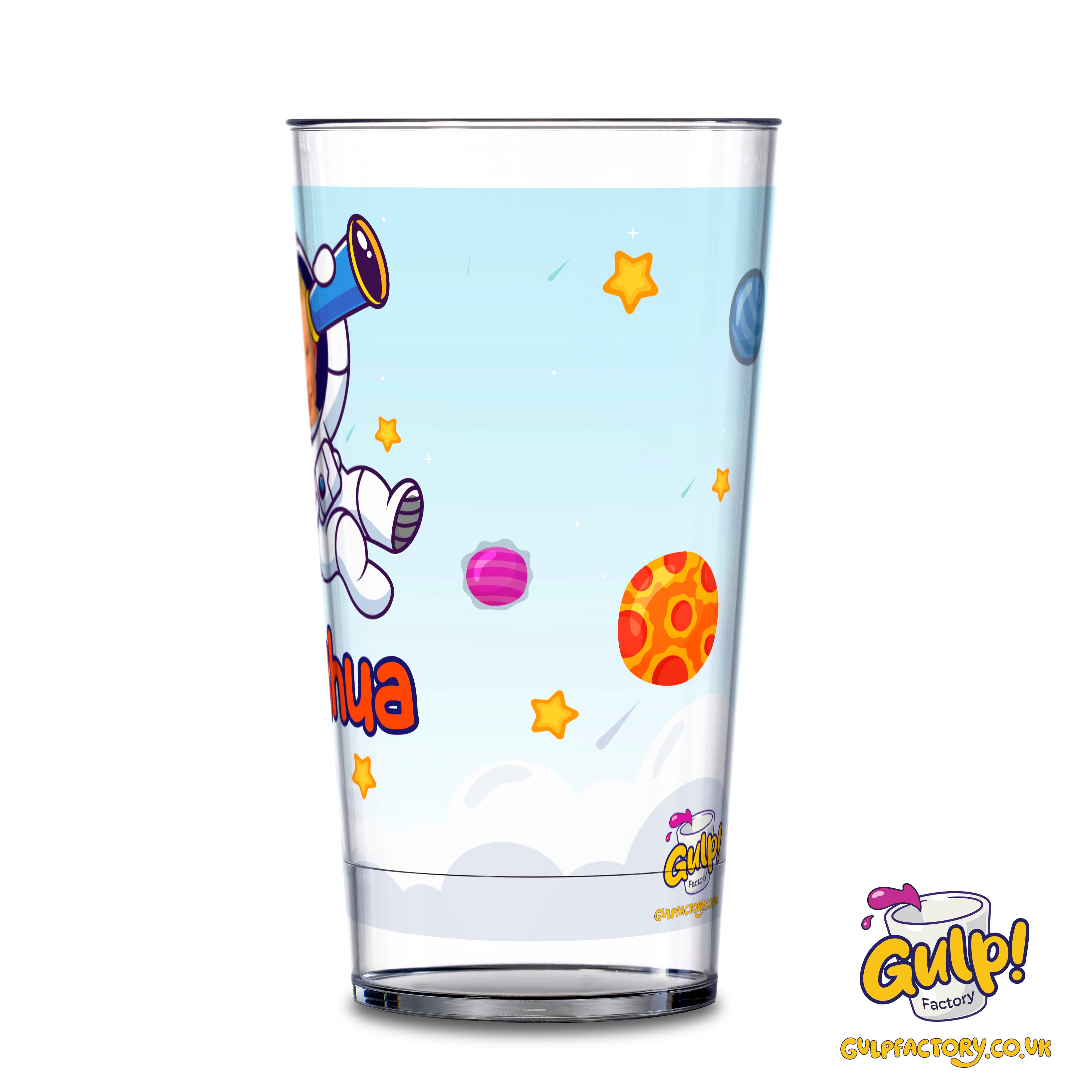 Astronaut Space Adventure | Personalised Name & Photo 20oz Plastic Cup (Boy's design)